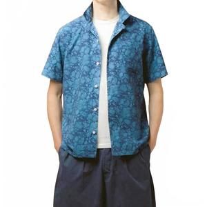 NEW KESTIN crammond marble textured shirt in blue